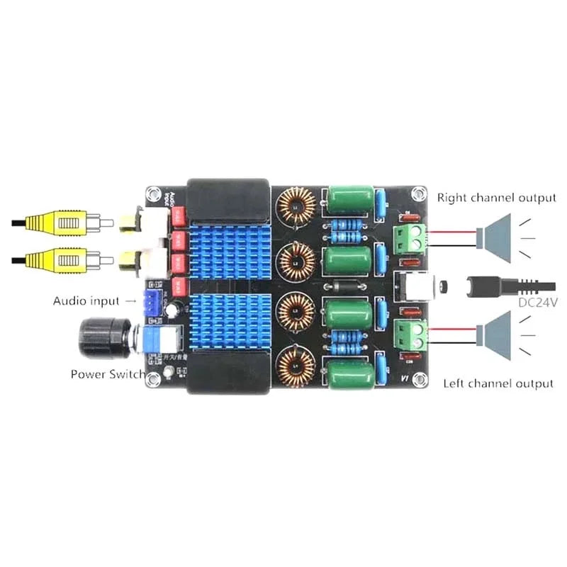 Custom Channel Deluxe High Power Amplifiers Class D TPA3116D2 Stereo Digital Audio Amplifier Board for speakers  100W pcb assembly Manufacturer