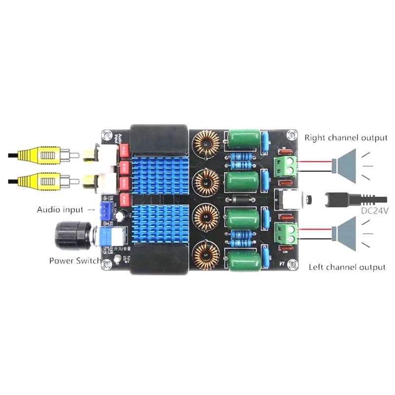 Channel Deluxe High Power Amplifiers Class D TPA3116D2 Stereo Digital Audio Amplifier Board for speakers  100W pcb assembly