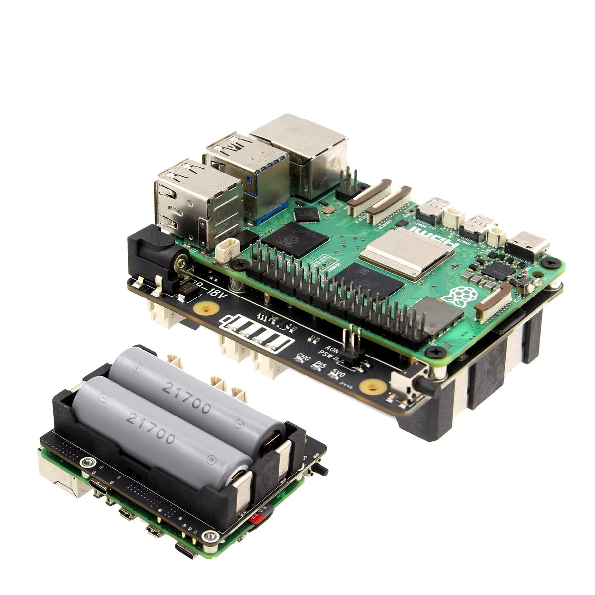 X1205 21700 5V UPS & Power Management Board Compatible with 2 Cell 21700 Batteries for Raspberry Pi 5