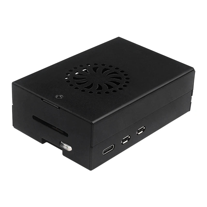 Raspberry Pi 5 Aluminum Alloy Case Black Optional Active Cooler Speed Adjustable PWN Fan PD 27W Power Supply