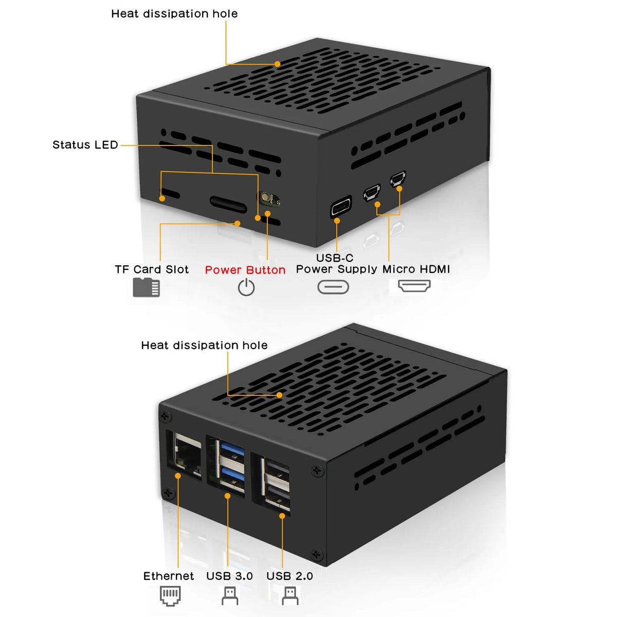 Custom  Metal Case P580-V2 for Raspberry Pi 5 & X1002 / X1005 Board NOT support X1000/X1001/X1003 Board