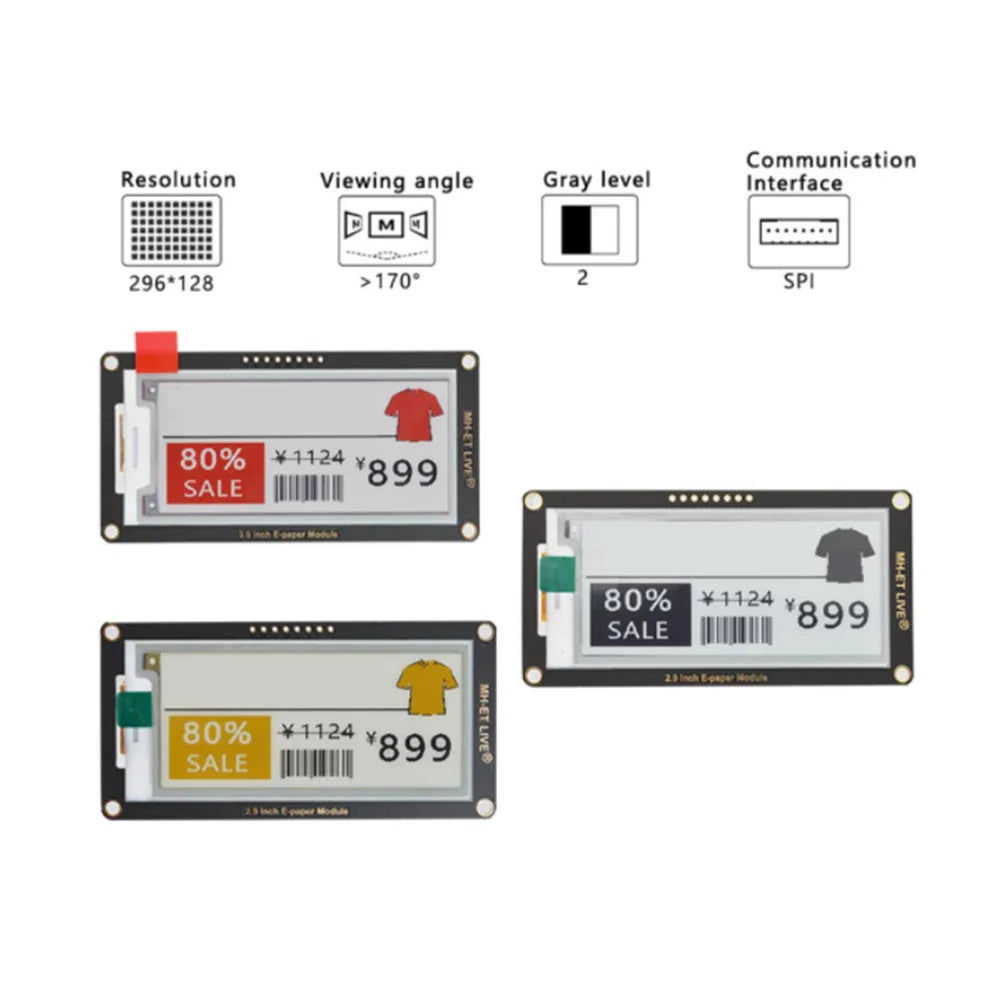 Custom 2.9 Inch Epaper Module E-Paper E-Ink EInk Display Screen SPI Support For Arduin0 STM32 Raspberry PI ESP32 Manufacturer