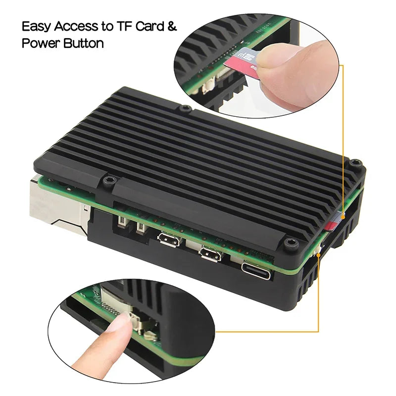 Custom Raspberry Pi 5 Case Aluminum Alloy or Shell Enclosure with Passive Cooling for Pi 5 Electronic Components