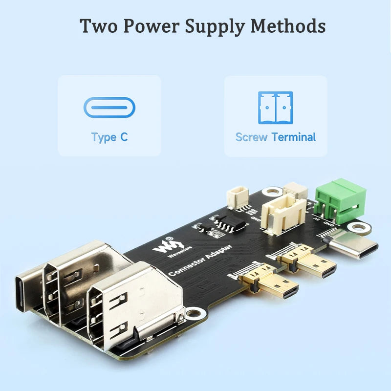 Micro -Compatible Adapter Board with Dual Power Supply Support and Dual 4K Outputs for Raspberry Pi 5/4B