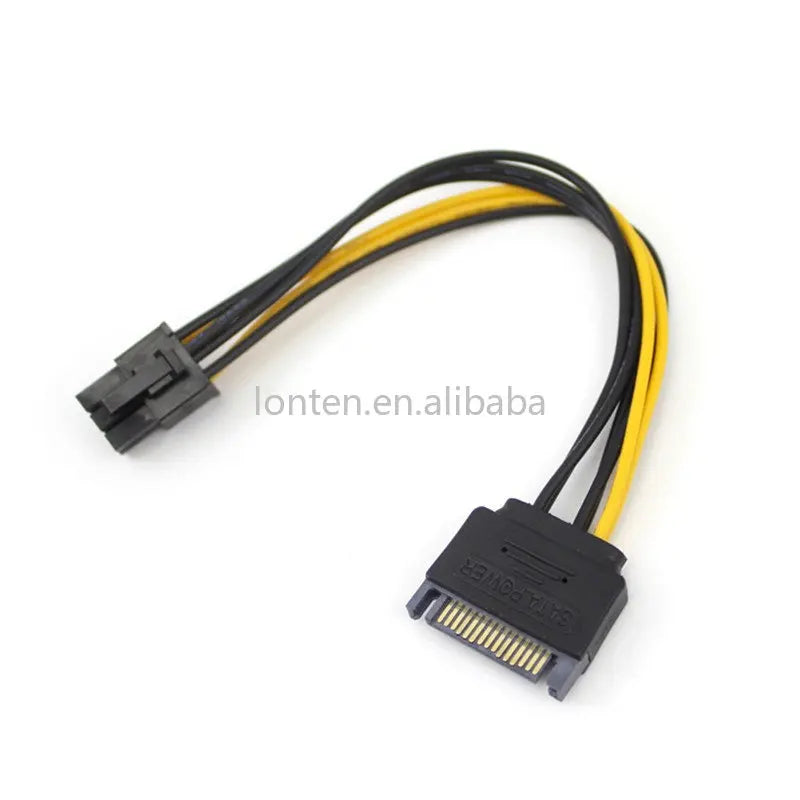 Custom 1pcs 15Pin SATA to 6Pin Power Cable Adapter Connector 6 Pin PCI-E PCI Express Adapter Graphics Video Card Converter Cable Manufacturer