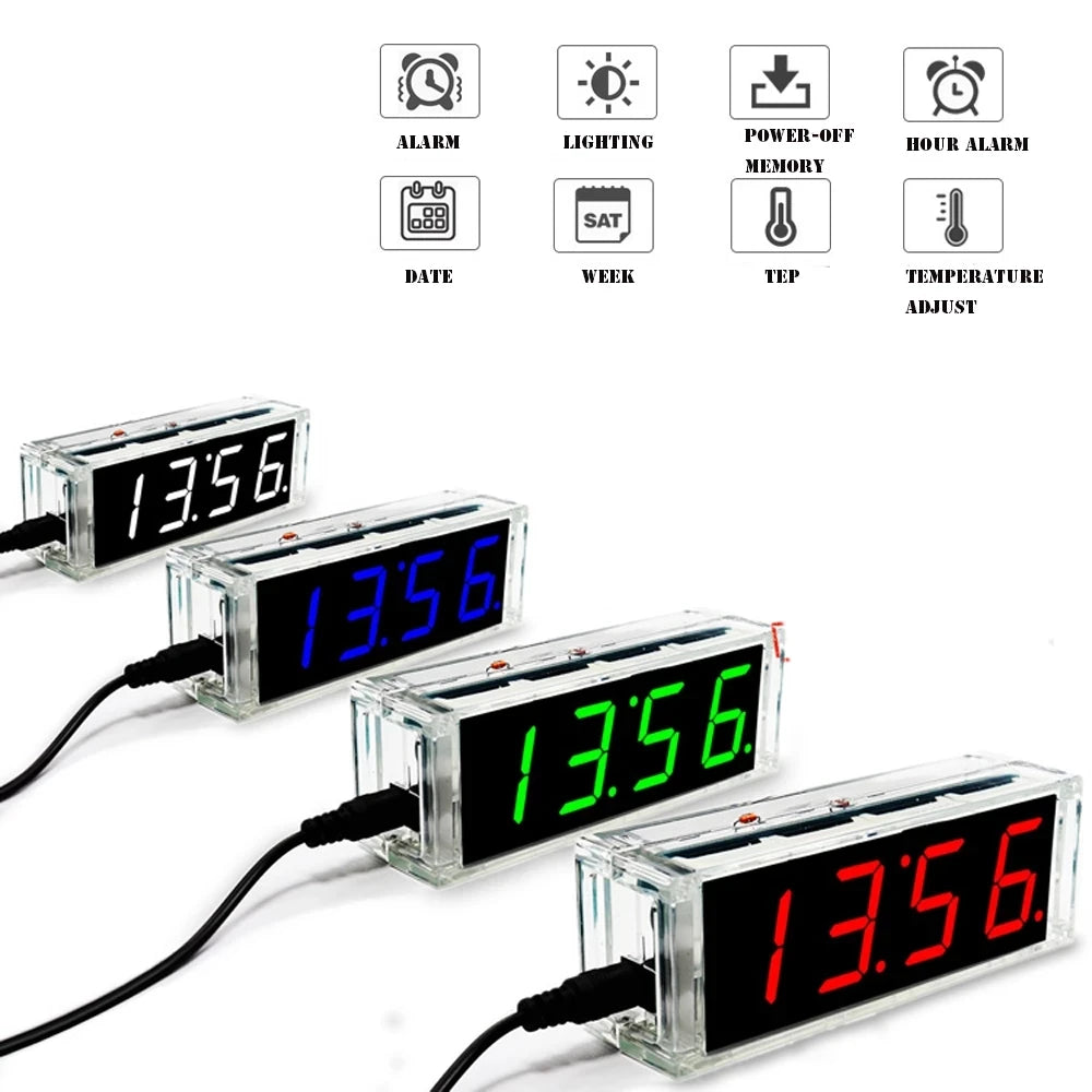 Custom diy clock kit digital tube temperature alarm week display 51 MCU DS1302 diy electronic kit soldering subjest assembly Manufacturer