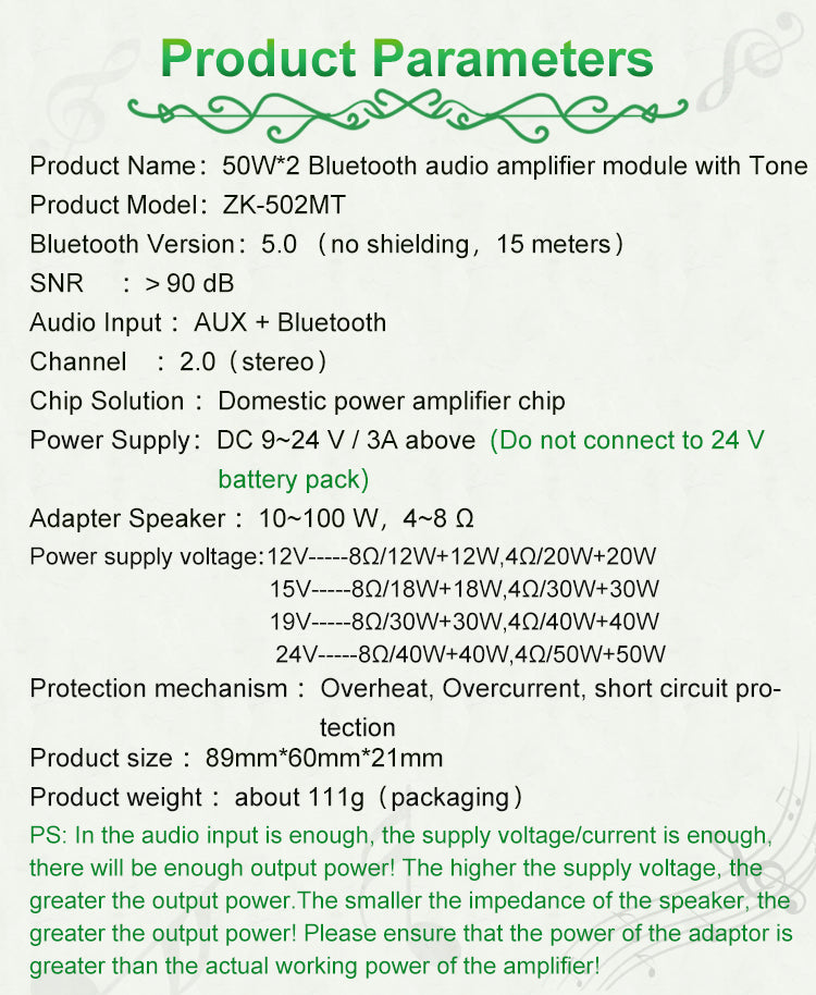 2*50W Class D Audio Digital Power Amp Tone Bass Treble HiFi Stereo Aux Wireless Music Player Amplifier Board pcb assembly Customize