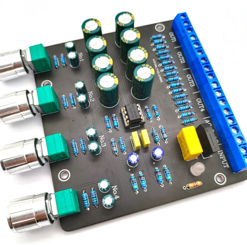 Custom 1 Input 4 Output AUX Hub Audio Distributor Signal Selector Switch Audio Source Switcher For Amplifier Board pcb assembly Manufacturer