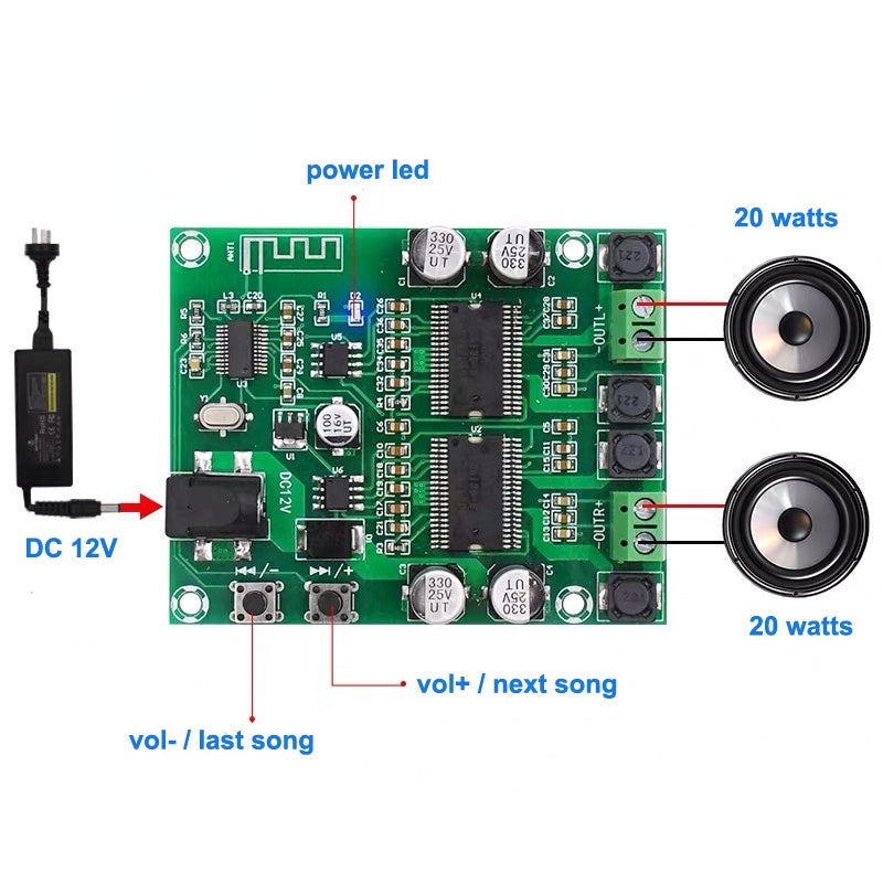 2*20W Dual YDA138 Amplifier Board 2 Channel Digital Power Audio Class D DC12V HIFI Stereo audio Amplifiers pcb board assembly Customize