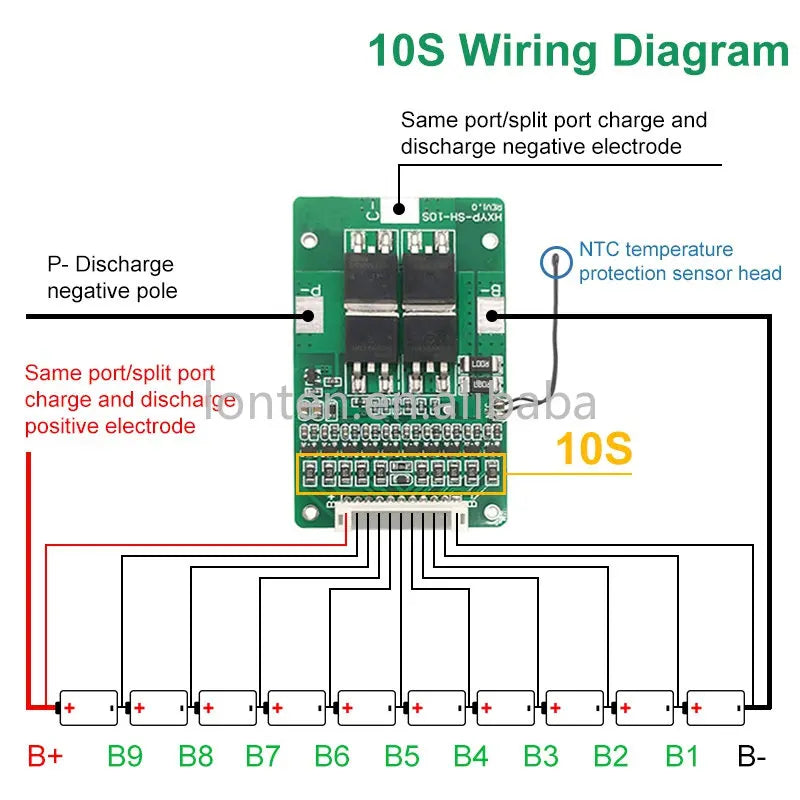 Custom 10S 42V 15S BMS Polymer Cell 18650 Lithium Battery Protection Board With Balance Built-in Temperature Control Manufacturer