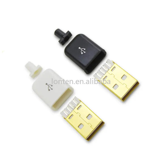 Custom 10pcs/lot USB 4pin Male Connector Plug White/black Welding Data Line Interface DIY Data Cable Manufacturer