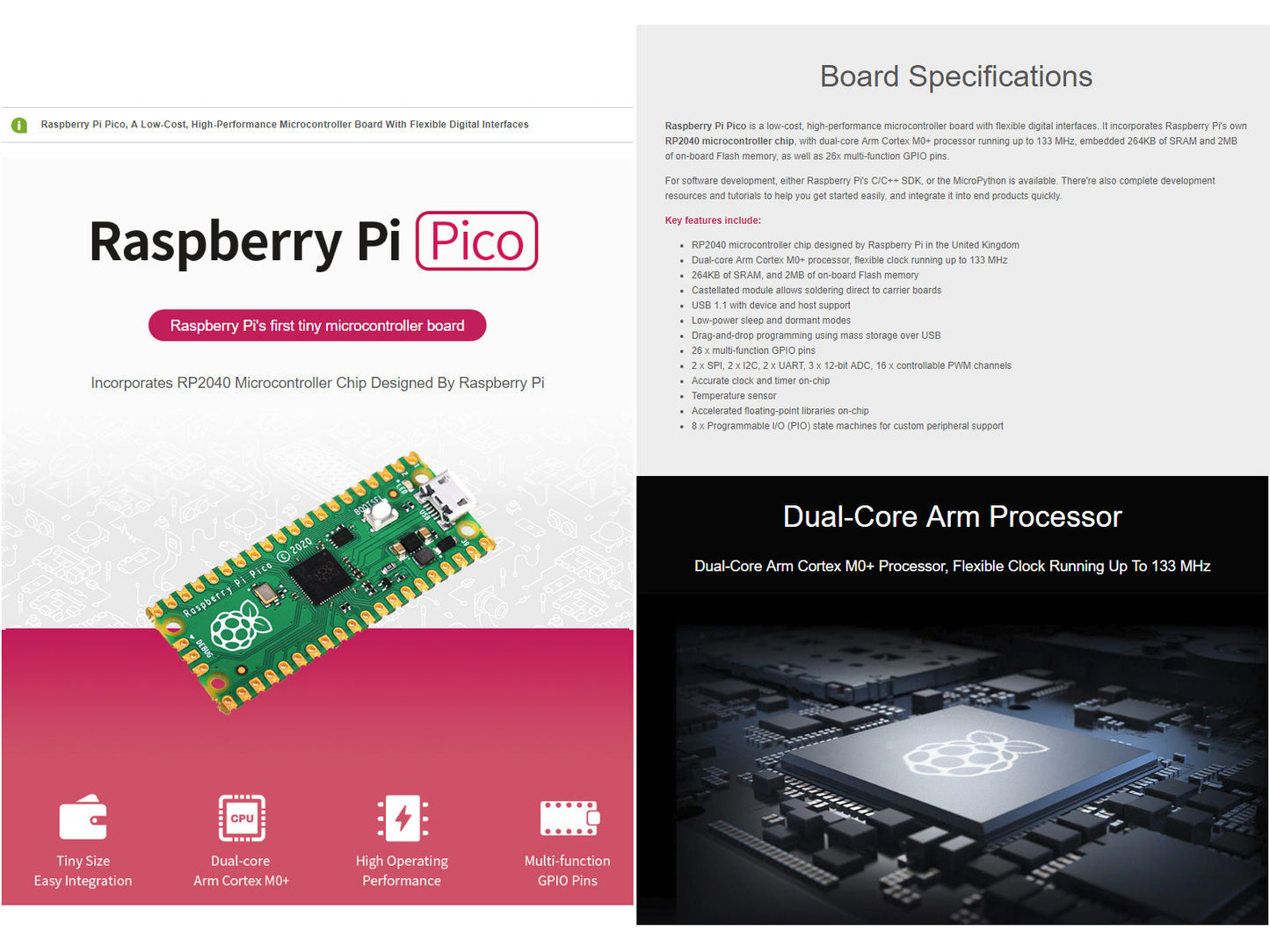 Raspberry Pi Pico, high performance microcontroller board pcba mp3 audio customize