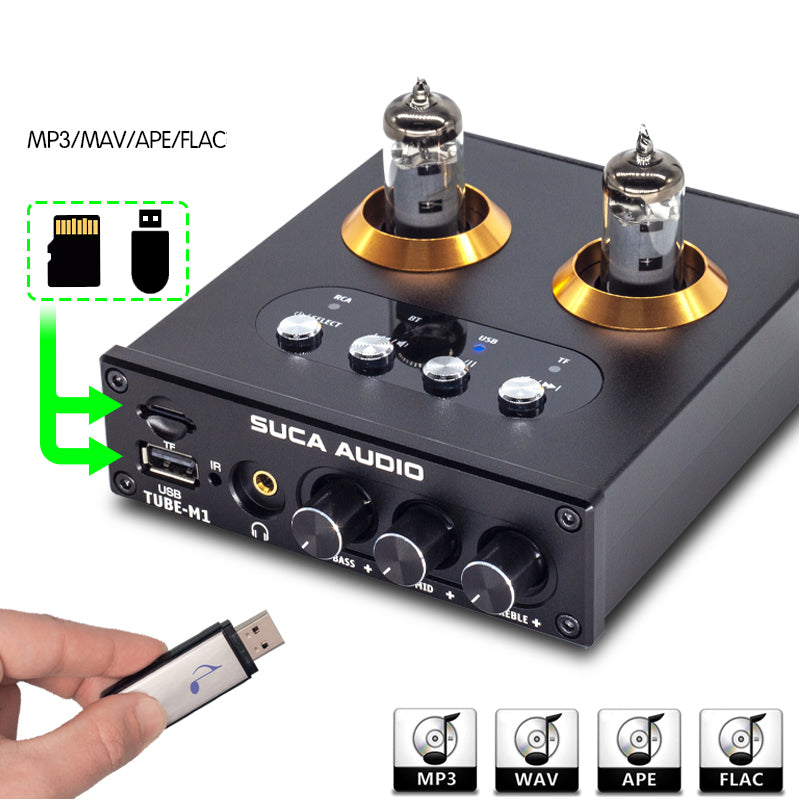 6K4 Vacuum Tube Preamp HiFi Stereo Audio Receiver NE5532 USB TF Card Music Player Headphone Amplifier WAV/APE/FLAC pcb assembly