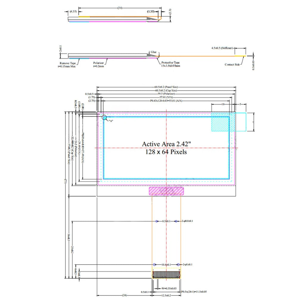 Custom LONTEN 2.42 inch OLED LCD screen 128*64  SPI/IIC interface SSD1309 driver white screen display 24pin FPC screens Manufacturer