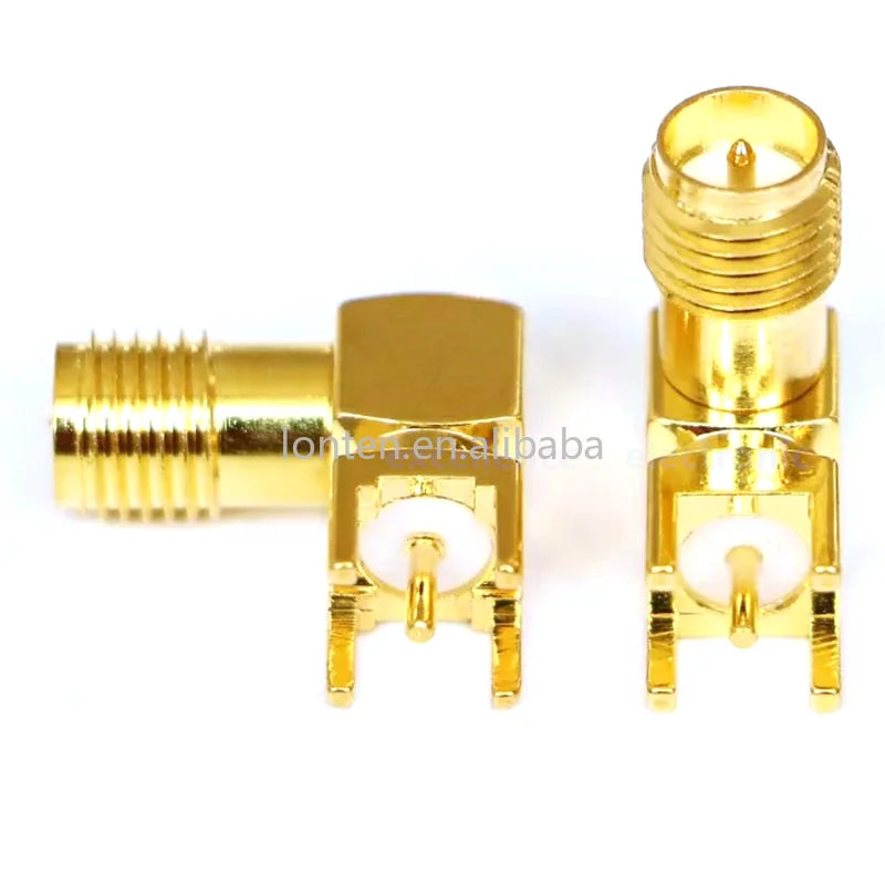 Custom 10PCS SMA male Thru Hole plug Right Angle 90 DEGREE SMA-KWE PCB Mount connector RF adapter Manufacturer