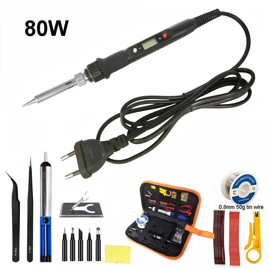 Custom 80W Digital Electric Soldering Iron Kit Set Temperature Adjustable 220V 110V Welding Tool Ceramic Heater Soldering Tips Rework Manufacturer