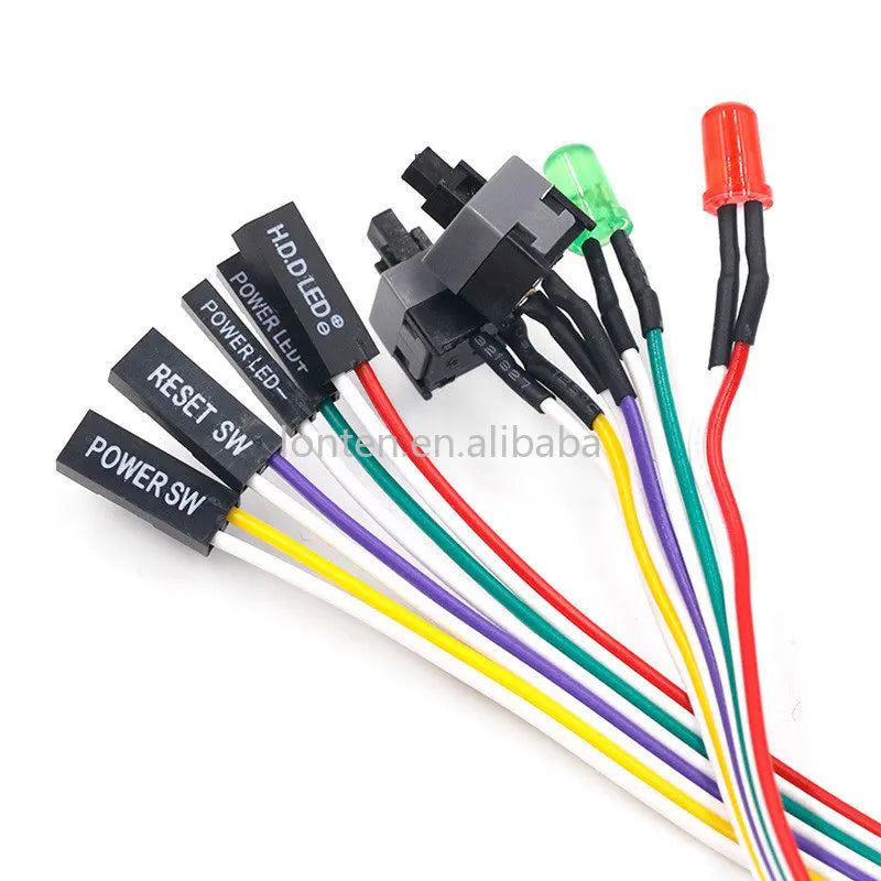 Custom Custom 65CM PC Compute Motherboard Power Cable Original On Off Reset with LED Light PC Power Reset Switch Push Button Switch Manufacturer
