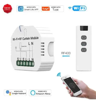 Custom WiFi RF Smart Curtain Module Switch for Electric Roller Shutter Motor Tuya Wireless Remote Control Work with Alexa Google Home Manufacturer