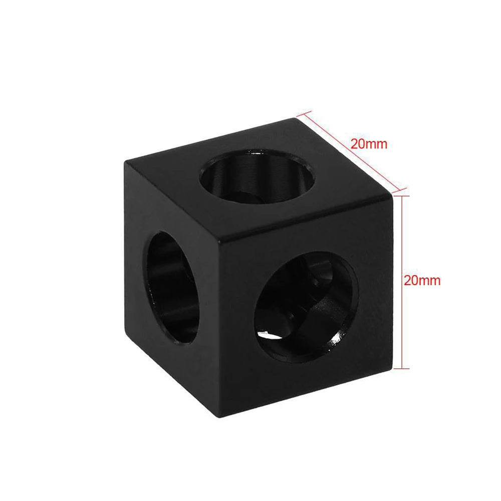 Custom 3D Printer 2020 Aluminum Block Cube Prism Connector Wheel Regulator Corner V-slot Three Way Connector delta 3d printer parts Manufacturer