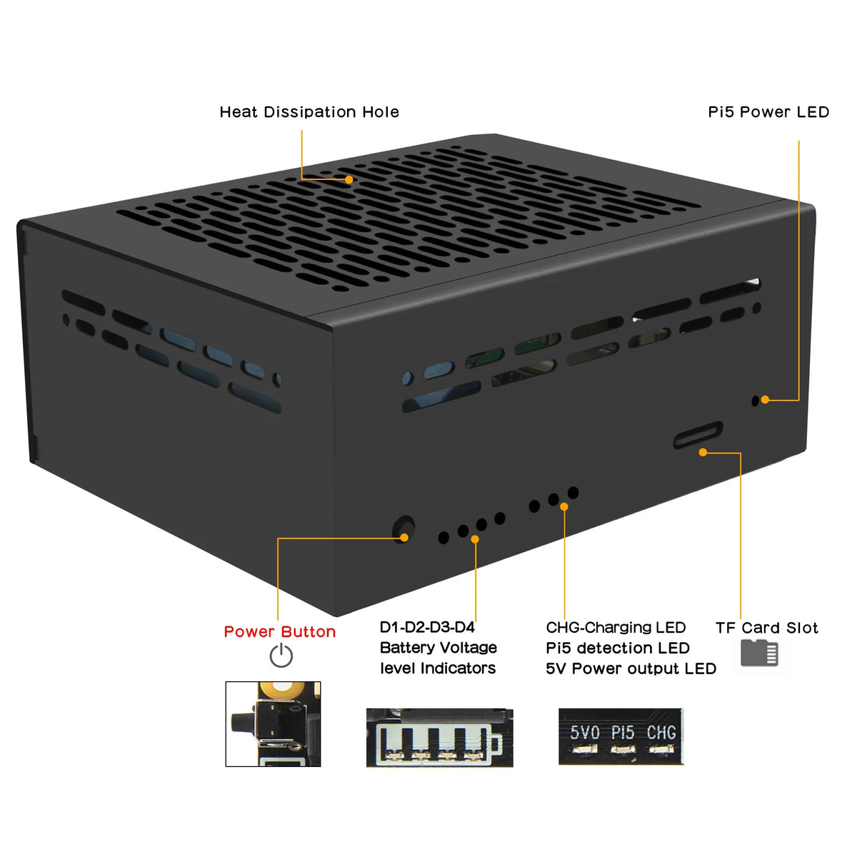 X1201-C1 Metal Case for Raspberry Pi 5 & X1201 UPS Board