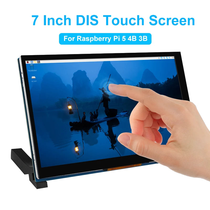 Caturda 7 Inch DSI Touch Screen IPS Display 800*480 MIPI CSI Cable Holder for Raspberry Pi 5 4B 3B+ 3B