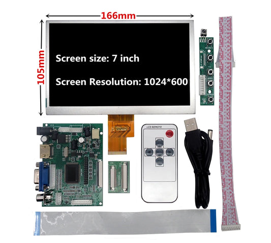 Custom 7 Inch 1024*600 Screen Display LCD TFT Monitor Driver Control Board HD-Compatible VGA AV For Lattepanda,Raspberry Pi Banana Pi Manufacturer