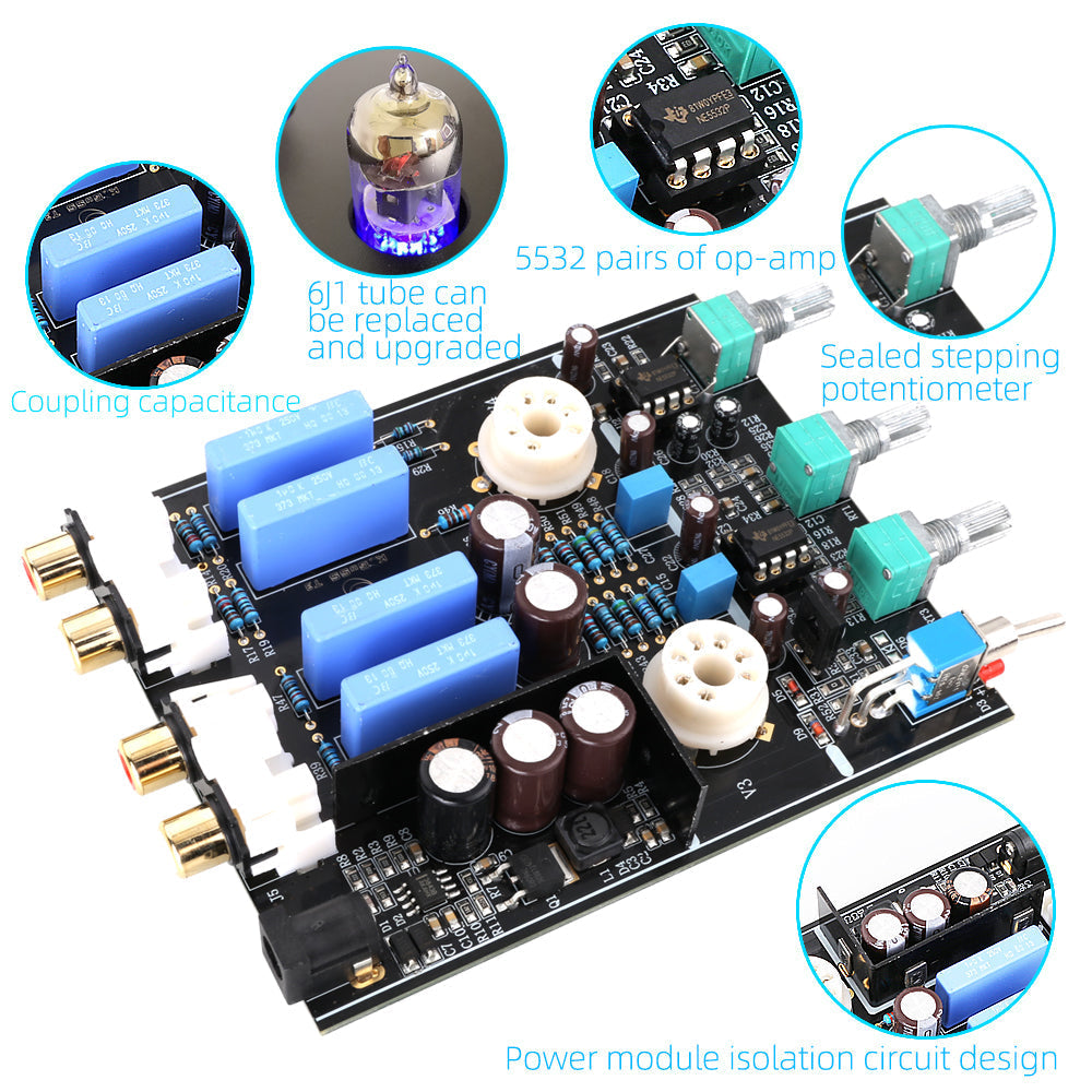 Buffer bile HiFi 6J1 Tube amp Stereo tube Amplifier small stereo amp NE5532 With Treble Bass Tone Home Theater Tube amplifier