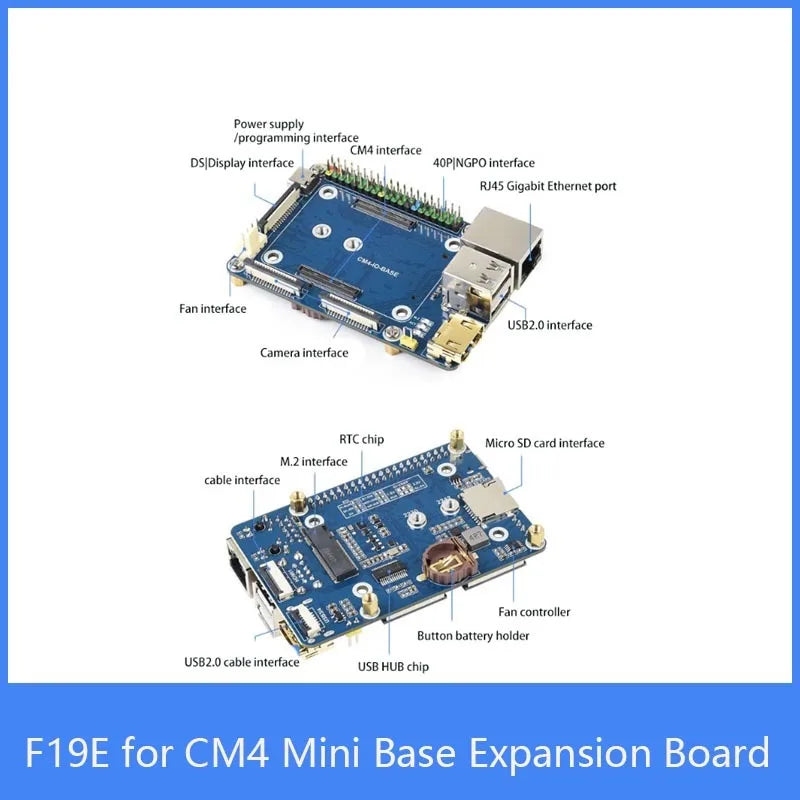 Custom F19E for Raspberry Pi CM4 Mini Base Expansion Board Computing Module Core Board Onboard 40PIN GPIO Interface Gigabit Ethernet Manufacturer