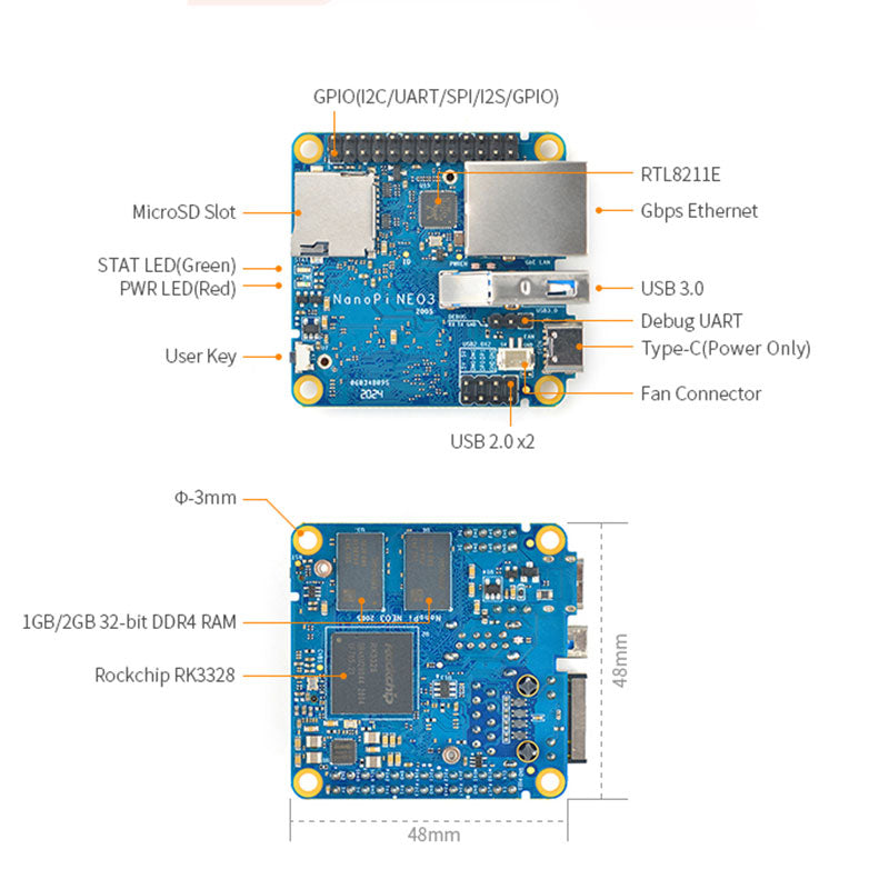 NanoPi NEO3 Mini Development Board RK3328 Gigabit Ethernet port 1GB/2GB memory OpenWrt/LEDE dropship Custom PCB electronics customize