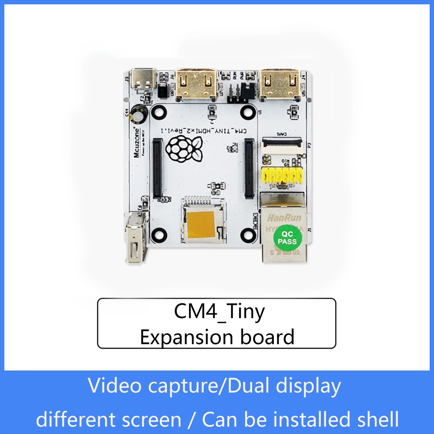 Custom RPi CM4_Tiny Expansion board, Dual HD,Giga Ethernet,camera,USB,Raspberry Pi Compute Module 4 TV KODI Player KALI Ubuntu Manufacturer