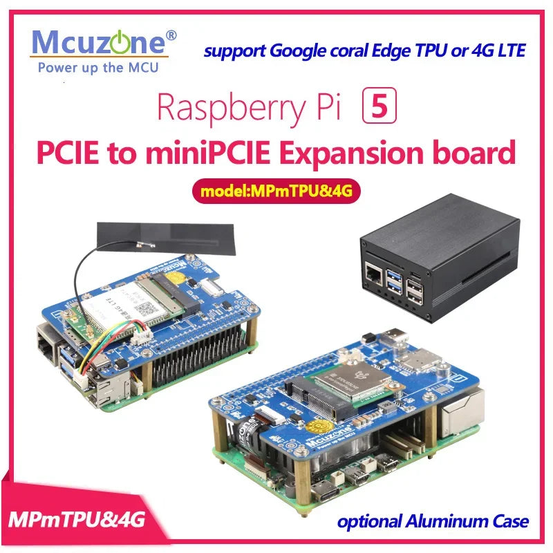 MPmTPU&4G Raspberry Pi 5 PCIE To MiniPCIE Expansion Board Custom