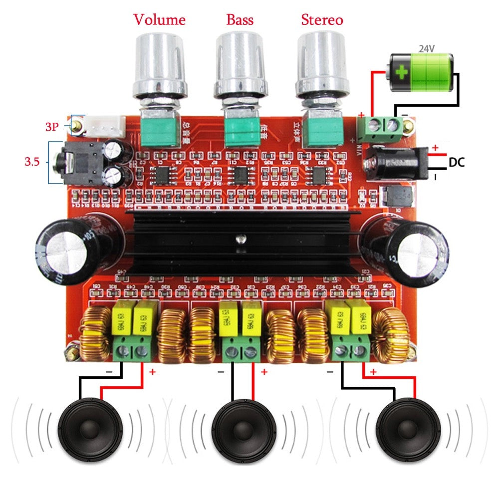 2.1 Channel Subwoofer audio Amplifier Board 100W+2*80W TPA3116D2 power Digital Stereo AMP hifi DC12-24V audio amplifier board Customize