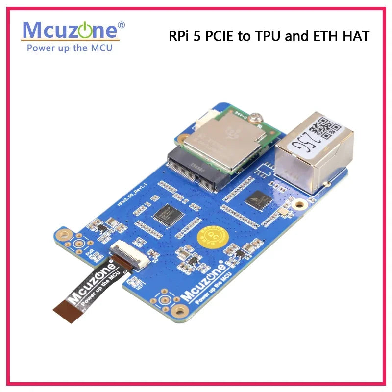 MP2.5G-TPU  Raspberry Pi 5 PCIE to TPU and 2.5G Ethernet HAT M.2 E key interface, support Google coral Edge TPU Custom