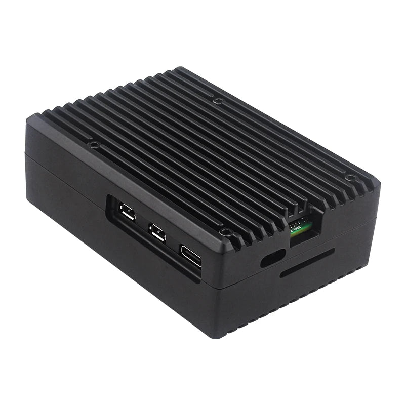 Raspberry Pi 5 Aluminum Case with Passive Cooling Silicone Heat Sinks Switch Button Silent Heat Dissipation