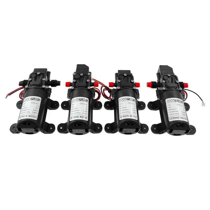 Custom 12VDC 72W Good Pumps Micro Electric Diaphragm Reflux Water Pump Automatic Switch 6L/Min High Pressure Car Washing Spray Manufacturer