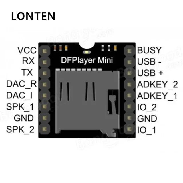 Custom Lonten 100Pcs/lot Mini MP3 Player Module DFPlayer MP3-TF-16P Support MP3/WAV/WMA TF Card FAT16/32 with Simplified Output Manufacturer