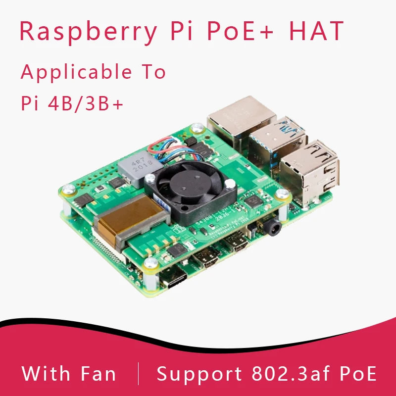 Custom Raspberry Pi PoE+ HAT/PoE HAT Powers A Raspberry Pi 4 &amp;  Pi 3 B+ Via An Ethernet Cable Manufacturer