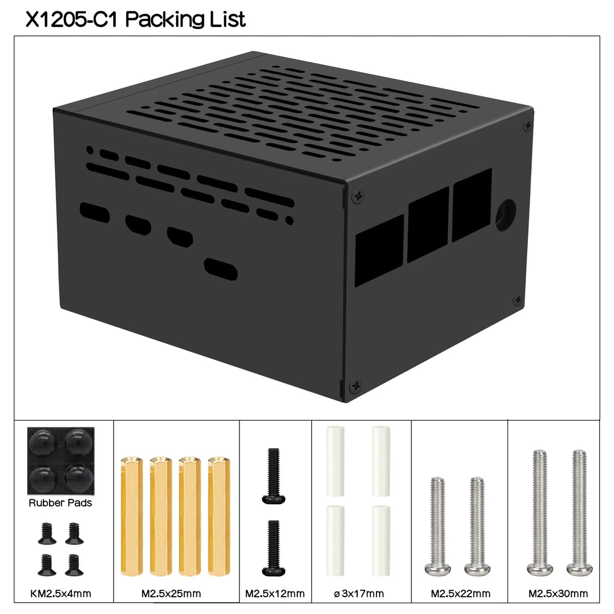 X1205-C1 Metal Case for Raspberry Pi 5 & X1205 21700 Battery UPS Board