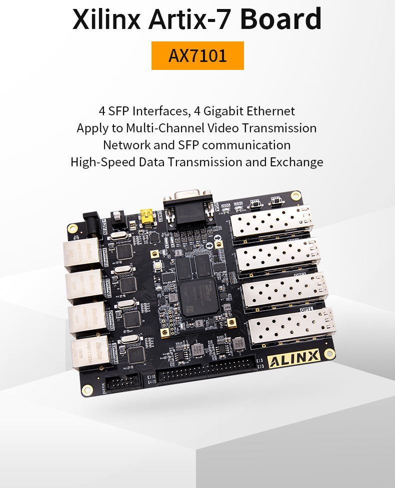 AX7101: XILINX Artix-7 XC7A100T FPGA Development Board A7 SoMs SFP Evaluation Kits Custom PCB usb wall charger pcba