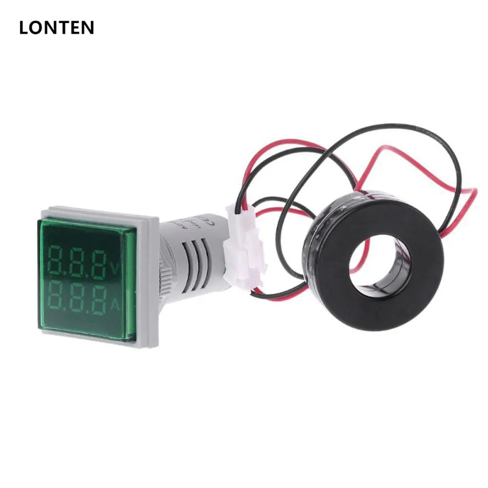 Custom Lonten 3pcs/Lot Light AC 60-500V 0-100A D18 Square LED Digital Dual Display Voltmeter Ammeter Voltage Gauge Current Meter 5 Colo Manufacturer