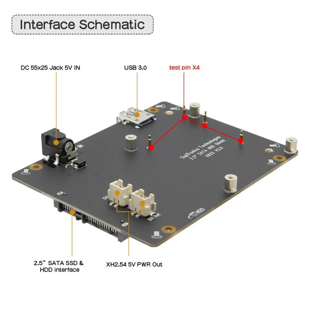 Custom Raspberry Pi 2.5 inch SATA HDD/SSD Shield, X825 V2.0 Storage Expansion Board for Raspberry Pi 4 Model B Manufacturer