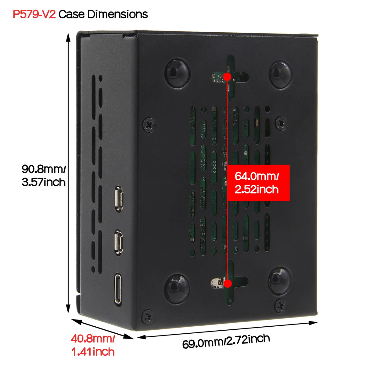 Custom  Metal Case P579-V3 with Active Cooler for Raspberry Pi 5 & X1000 / X1001 / X1003 / X1004 / M901 PCIe HAT
