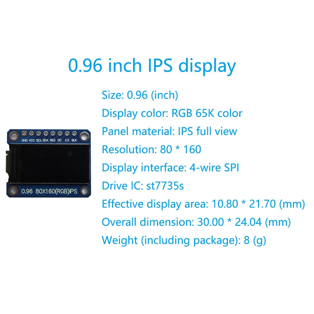 Custom TFT Display 0.96 1.3 1.14 1.54 2.0 inch IPS 7P SPI HD 65K Full Color LCD Module ST7735 / ST7789 Drive IC 80*160 240*240 Manufacturer