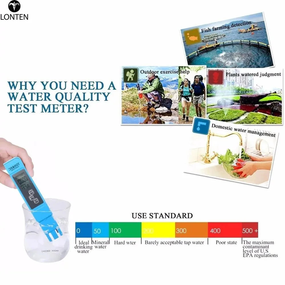 Custom Lonten 3 in 1 Digital LCD TDS EC Temperature PPM Meter Tester Filter Pen Stick Water Quality Purity Tester Manufacturer