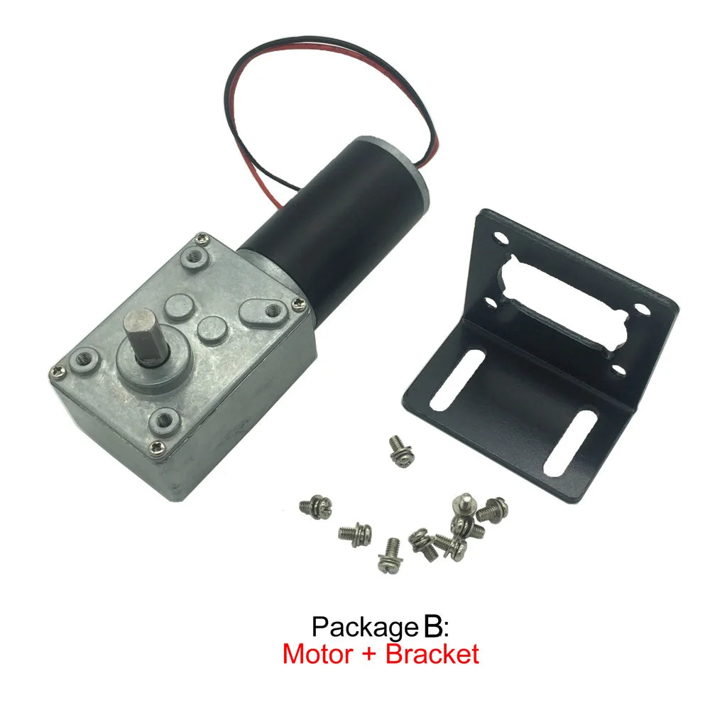 Custom Worm Gear Motor 12V 24V Reversed 12-470rpm DC Motor High Torque 3.4-70kg Self-Lock For Curtain Machine Billboard Home Equipment Manufacturer