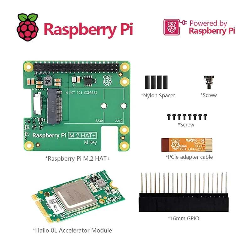 Official Raspberry Pi 5 AI Kit For Raspberry Pi 5 Combines Official M.2 HAT Hailo-8L AI Accelerator