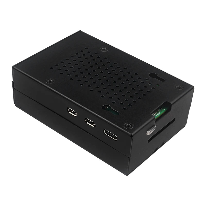 Raspberry Pi 5 Aluminum Alloy Case Black Metal Shell Optional Active Cooler Speed Adjustable PWN Fan PD 27W Power Supply