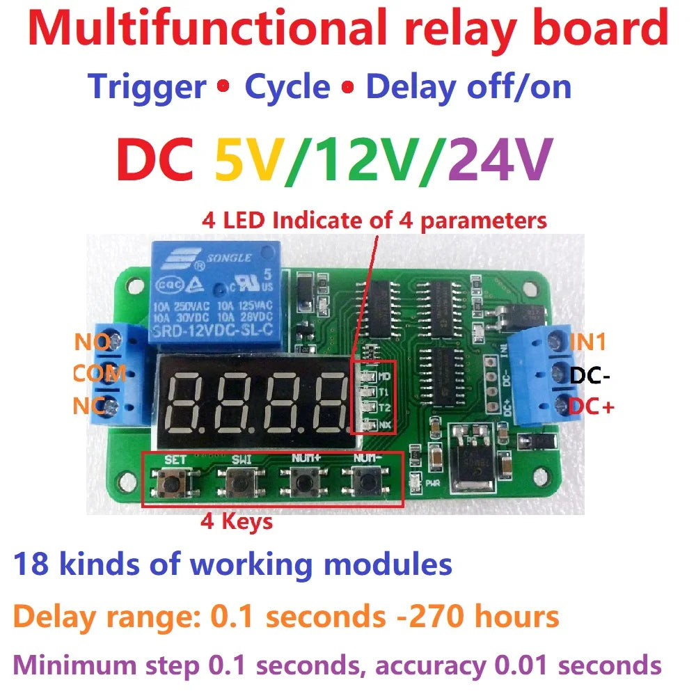 Custom OEM DC 5V 12V 24V Multifunction Delay Relay Time Switch Turn on/off PLC Module Manufacturer