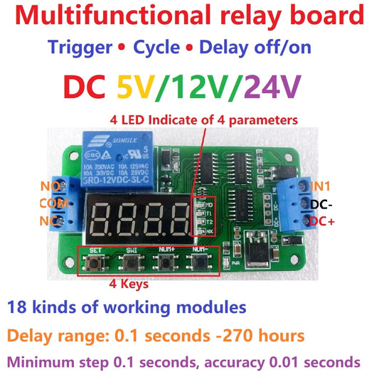 Custom OEM DC 5V 12V 24V Multifunction Delay Relay Time Switch Turn on/off PLC Module Manufacturer