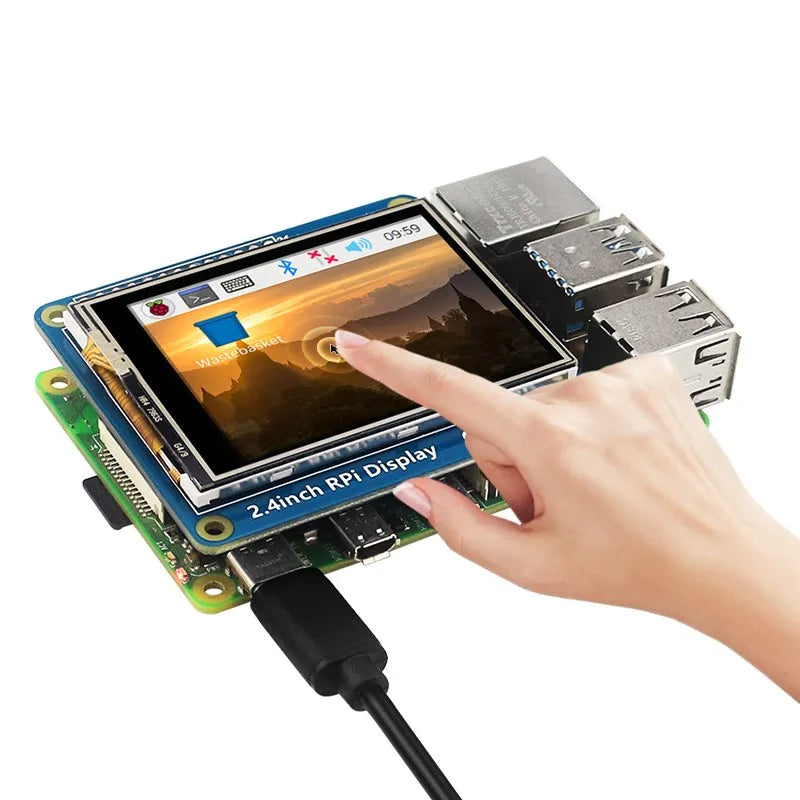 Raspberry Pi 2.4 Inch Resistive Touch Screen SPI Interface TFT LCD Monitor 320x240 Display for Raspberry Pi 5/4B/3B+/3B/3A+/Zero